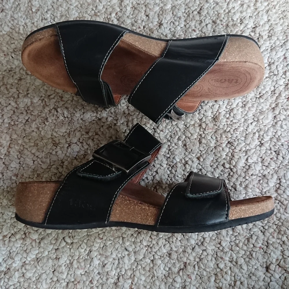Taos My Dear Black Slide Sandals with Buckle size 6.5